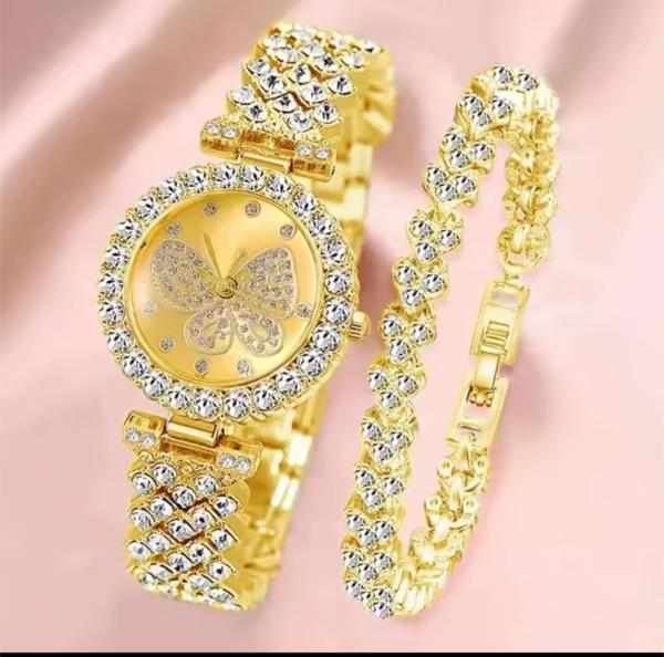 Reloj y pulsera Golden Butterfly